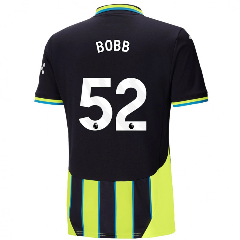 Danxen Kvinder Oscar Bobb #52 Blå Gul Udebane Spillertrøjer 2024/25 Trøje T-Shirt