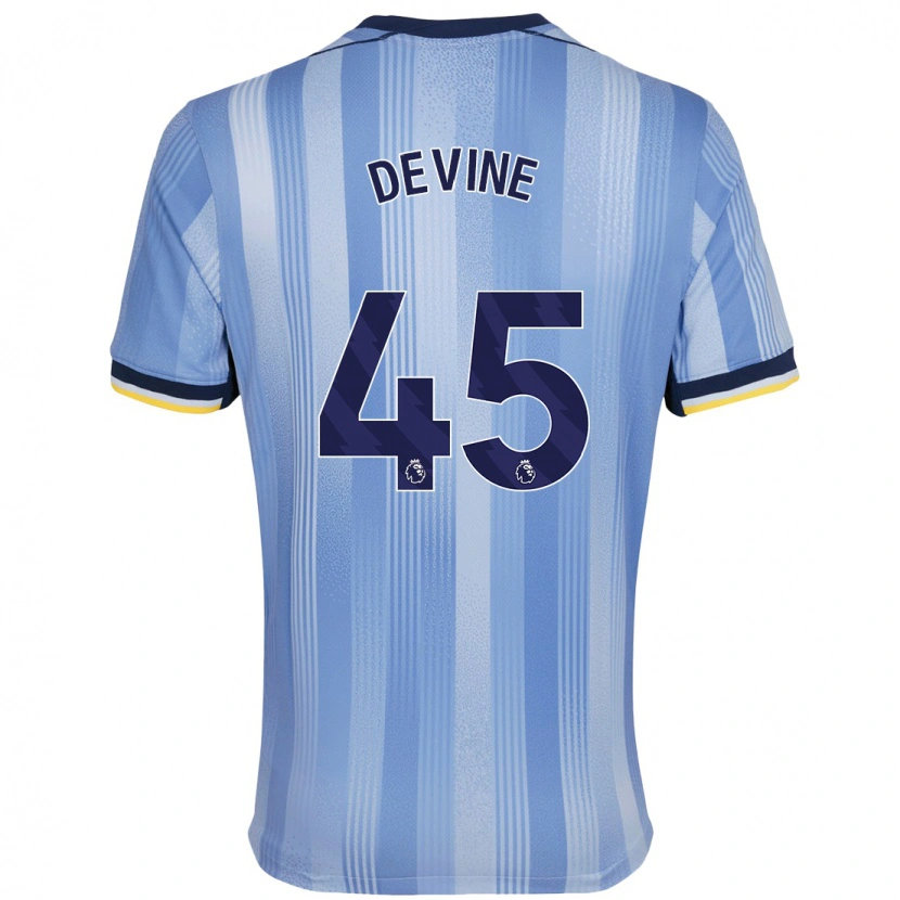 Danxen Kvinder Alfie Devine #45 Lyseblå Udebane Spillertrøjer 2024/25 Trøje T-Shirt