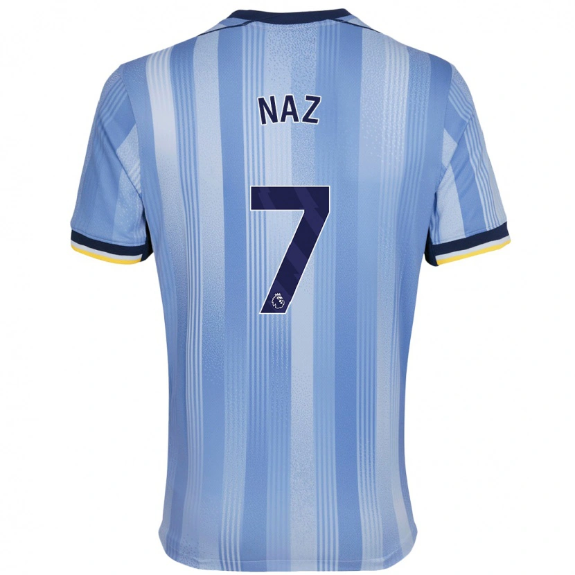Danxen Kvinder Jessica Naz #7 Lyseblå Udebane Spillertrøjer 2024/25 Trøje T-Shirt
