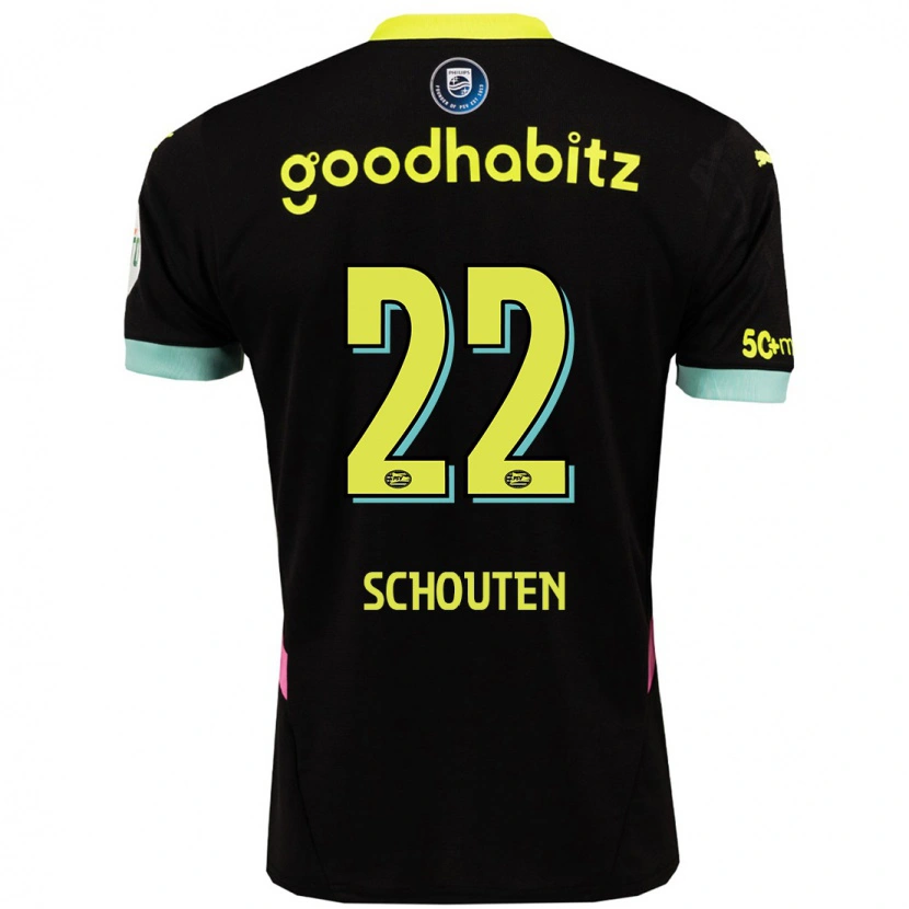 Danxen Kvinder Jerdy Schouten #22 Sort Gul Udebane Spillertrøjer 2024/25 Trøje T-Shirt