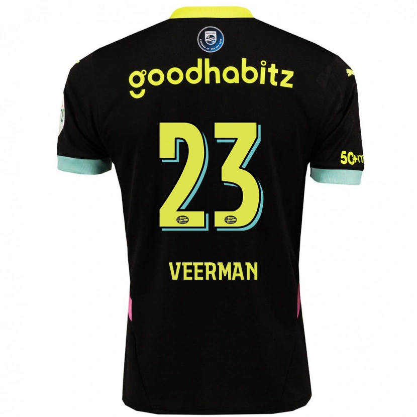Danxen Kvinder Joey Veerman #23 Sort Gul Udebane Spillertrøjer 2024/25 Trøje T-Shirt