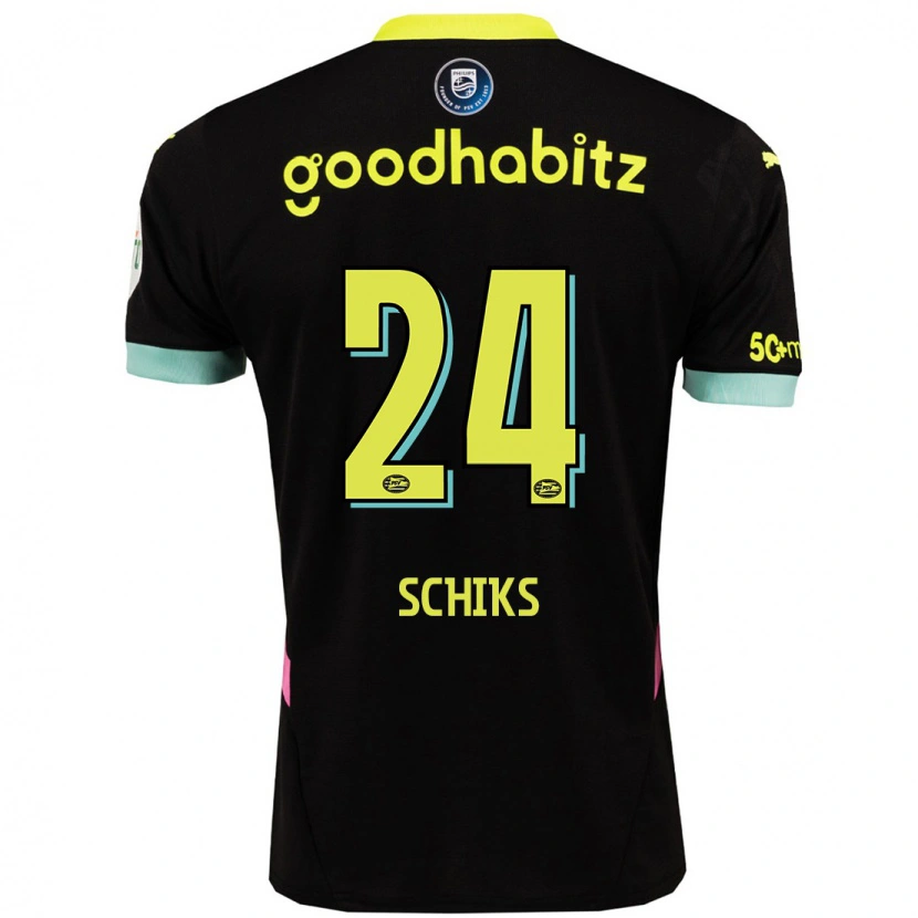 Danxen Kvinder Niek Schiks #24 Sort Gul Udebane Spillertrøjer 2024/25 Trøje T-Shirt
