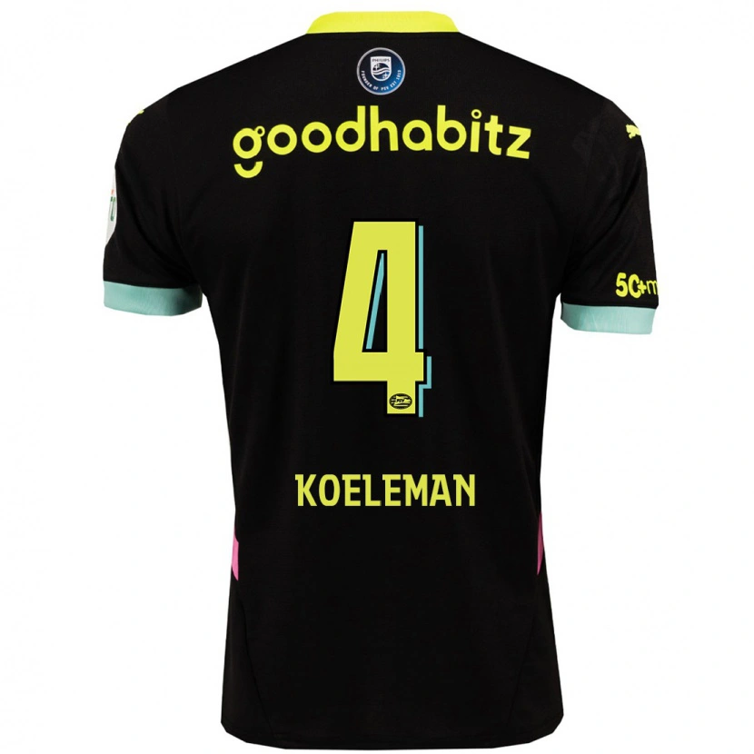 Danxen Kvinder Senna Koeleman #4 Sort Gul Udebane Spillertrøjer 2024/25 Trøje T-Shirt