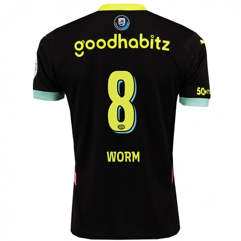 Danxen Kvinder Siri Worm #8 Sort Gul Udebane Spillertrøjer 2024/25 Trøje T-Shirt