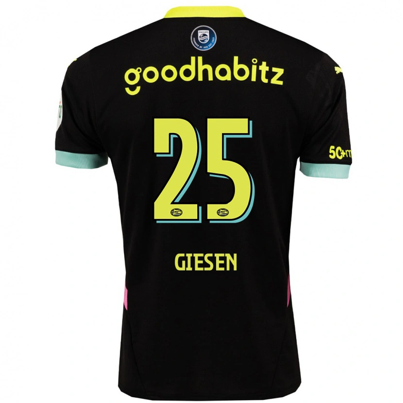 Danxen Kvinder Suzanne Giesen #25 Sort Gul Udebane Spillertrøjer 2024/25 Trøje T-Shirt