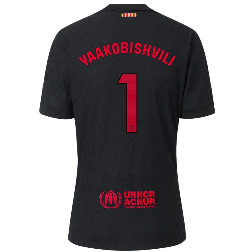 Danxen Kvinder Áron Yaakobishvili #1 Sort Rød Udebane Spillertrøjer 2024/25 Trøje T-Shirt