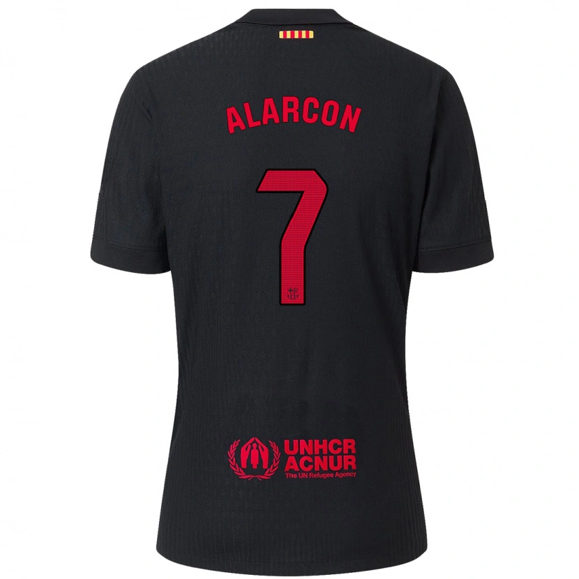 Danxen Kvinder Ángel Alarcón #7 Sort Rød Udebane Spillertrøjer 2024/25 Trøje T-Shirt