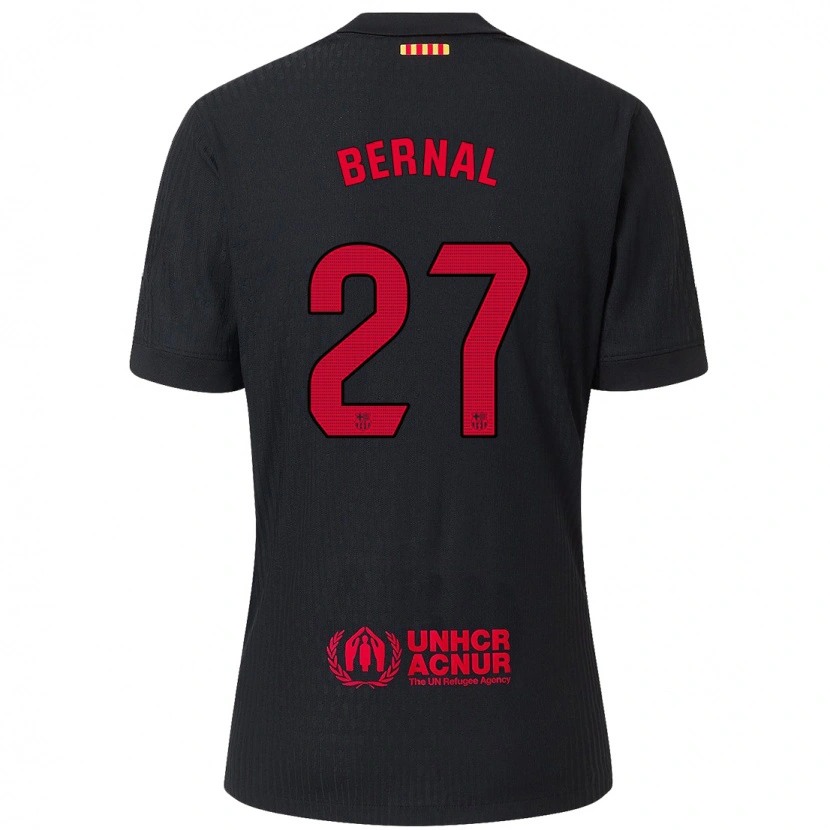Danxen Kvinder Marc Bernal #27 Sort Rød Udebane Spillertrøjer 2024/25 Trøje T-Shirt