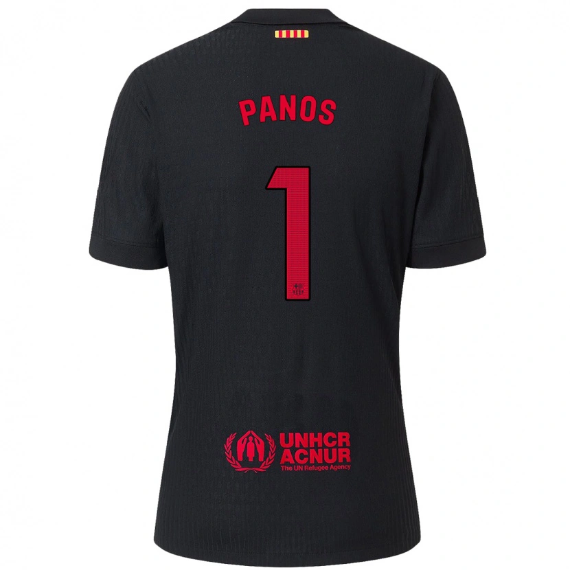 Danxen Kvinder Sandra Panos #1 Sort Rød Udebane Spillertrøjer 2024/25 Trøje T-Shirt