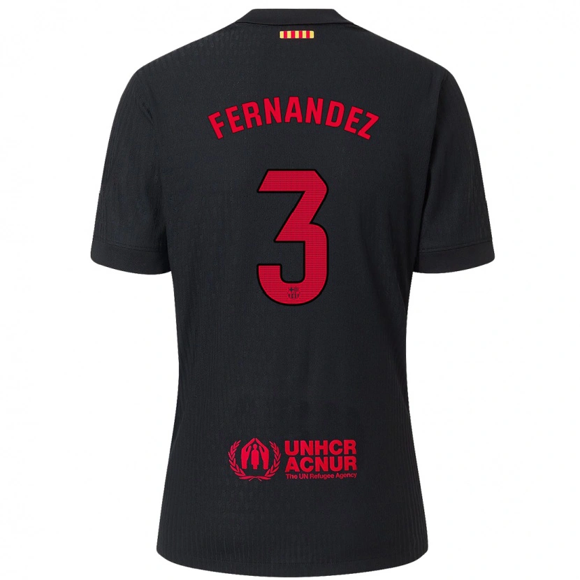 Danxen Kvinder Jana Fernandez #3 Sort Rød Udebane Spillertrøjer 2024/25 Trøje T-Shirt
