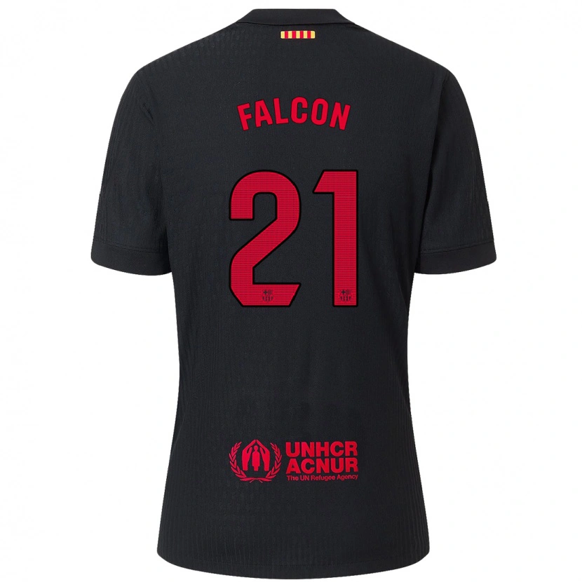 Danxen Kvinder Andrea Falcon #21 Sort Rød Udebane Spillertrøjer 2024/25 Trøje T-Shirt