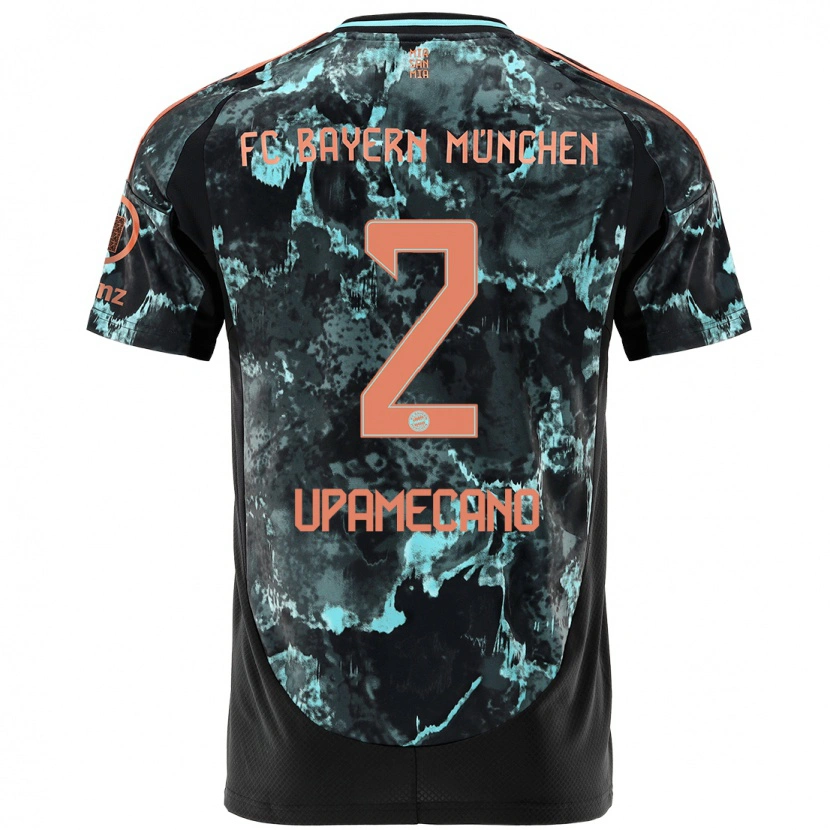Danxen Kvinder Dayot Upamecano #2 Sort Udebane Spillertrøjer 2024/25 Trøje T-Shirt