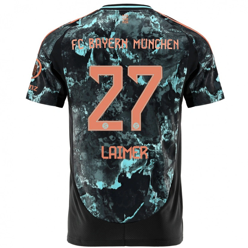 Danxen Kvinder Konrad Laimer #27 Sort Udebane Spillertrøjer 2024/25 Trøje T-Shirt