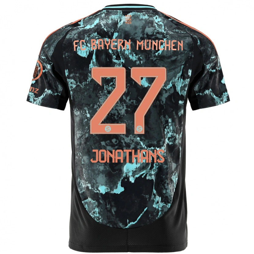 Danxen Kvinder David Jonathans #27 Sort Udebane Spillertrøjer 2024/25 Trøje T-Shirt