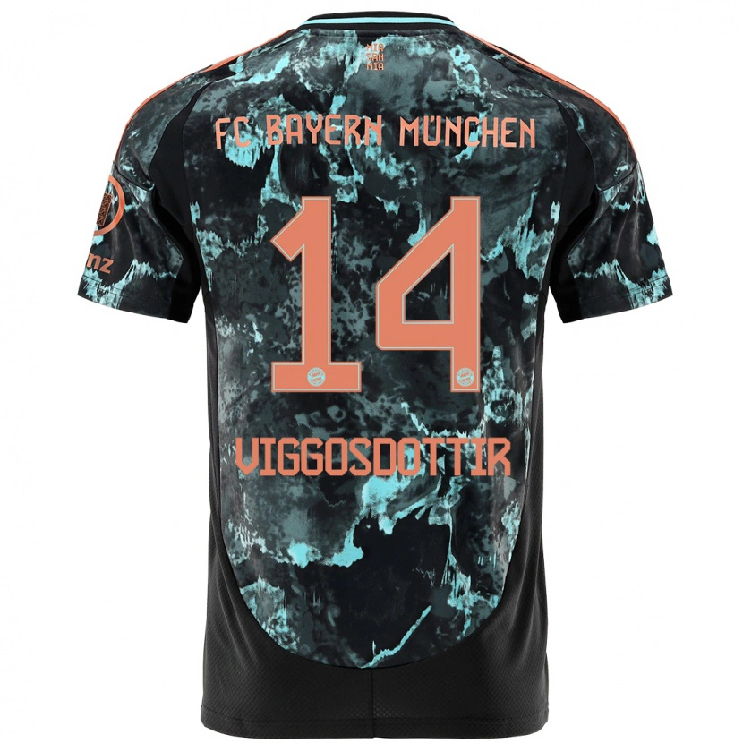 Danxen Kvinder Glodis Perla Viggosdottir #14 Sort Udebane Spillertrøjer 2024/25 Trøje T-Shirt