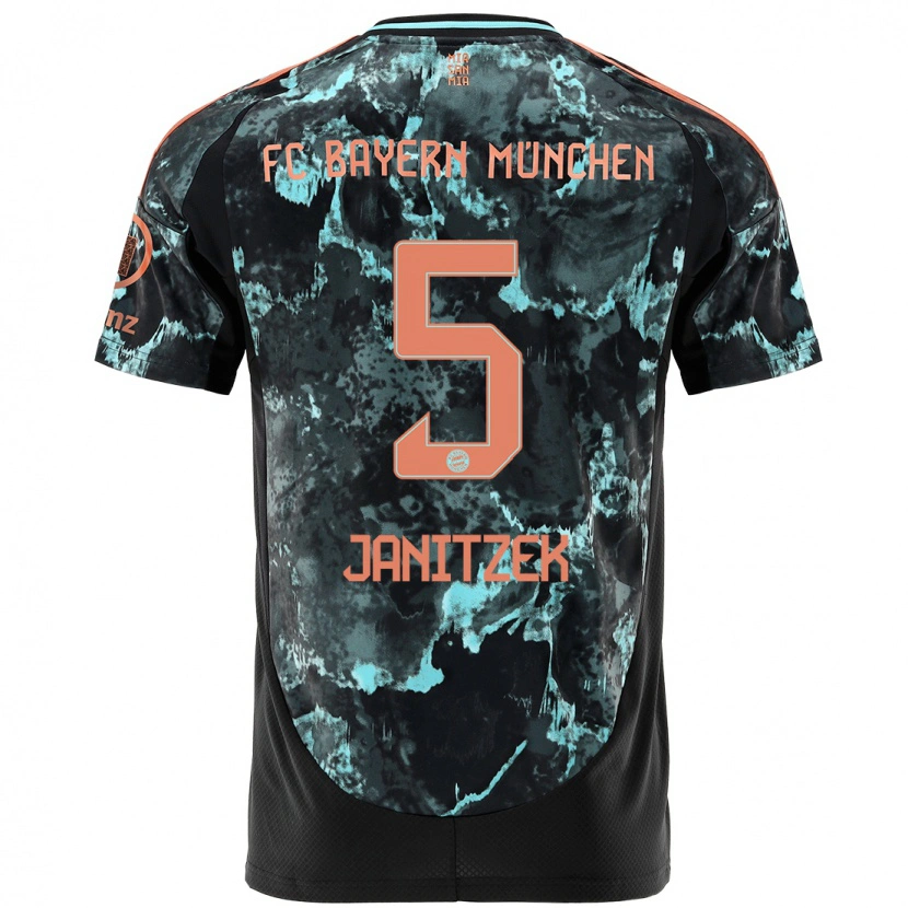 Danxen Kvinder Justin Janitzek #5 Sort Udebane Spillertrøjer 2024/25 Trøje T-Shirt