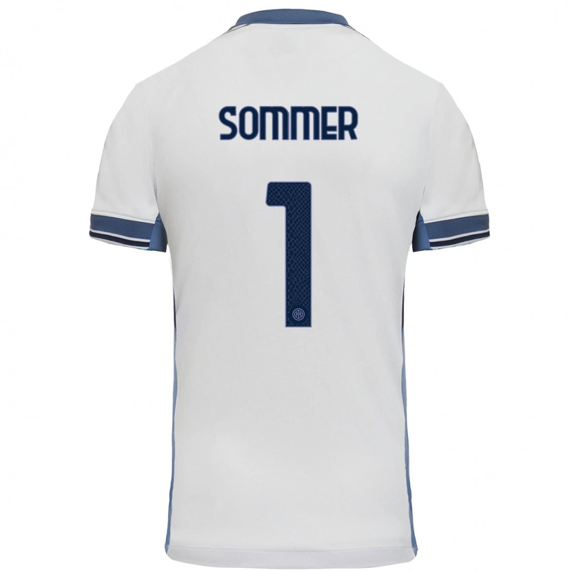 Danxen Kvinder Yann Sommer #1 Hvid Grå Udebane Spillertrøjer 2024/25 Trøje T-Shirt