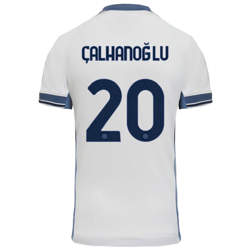 Danxen Kvinder Hakan Çalhanoğlu #20 Hvid Grå Udebane Spillertrøjer 2024/25 Trøje T-Shirt
