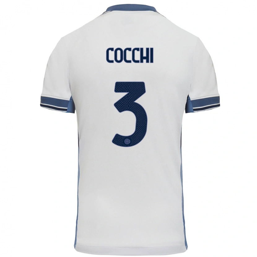 Danxen Kvinder Matteo Cocchi #3 Hvid Grå Udebane Spillertrøjer 2024/25 Trøje T-Shirt
