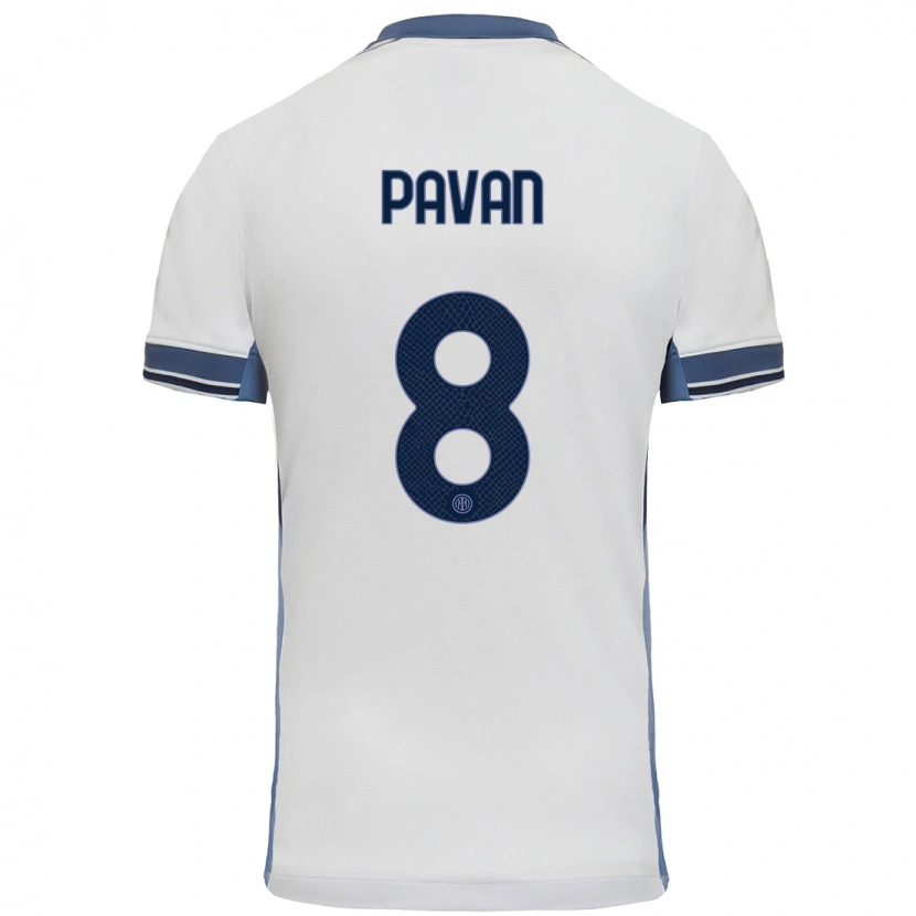 Danxen Kvinder Matilde Pavan #8 Hvid Grå Udebane Spillertrøjer 2024/25 Trøje T-Shirt