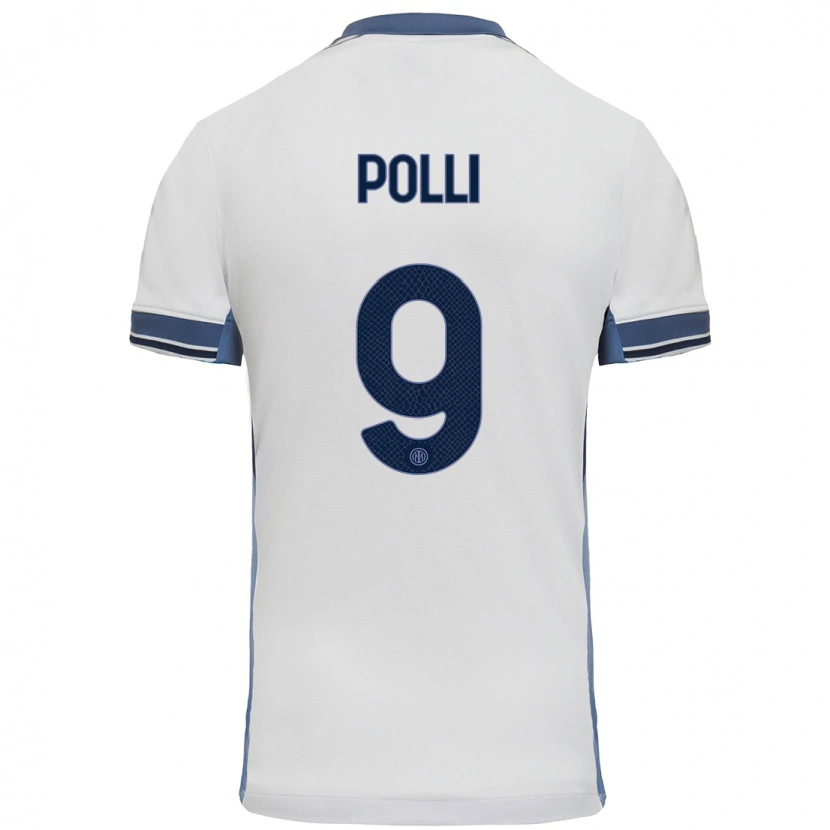 Danxen Kvinder Elisa Polli #9 Hvid Grå Udebane Spillertrøjer 2024/25 Trøje T-Shirt