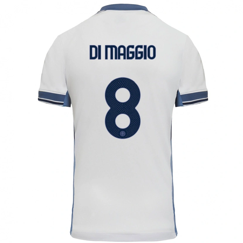 Danxen Kvinder Luca Di Maggio #8 Hvid Grå Udebane Spillertrøjer 2024/25 Trøje T-Shirt