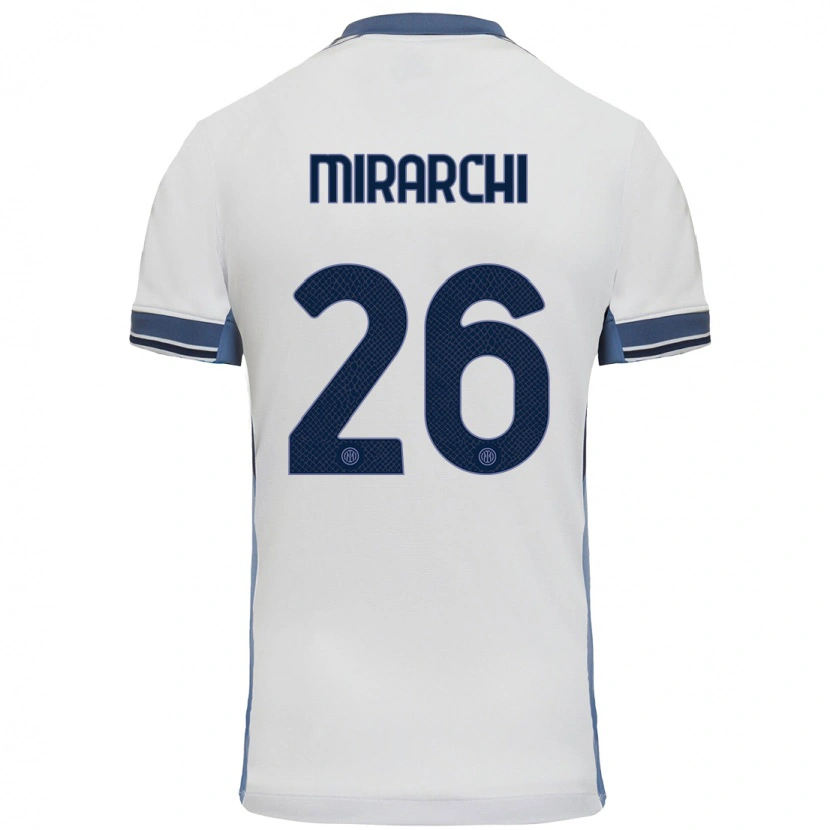 Danxen Kvinder Mattia Mirarchi #26 Hvid Grå Udebane Spillertrøjer 2024/25 Trøje T-Shirt