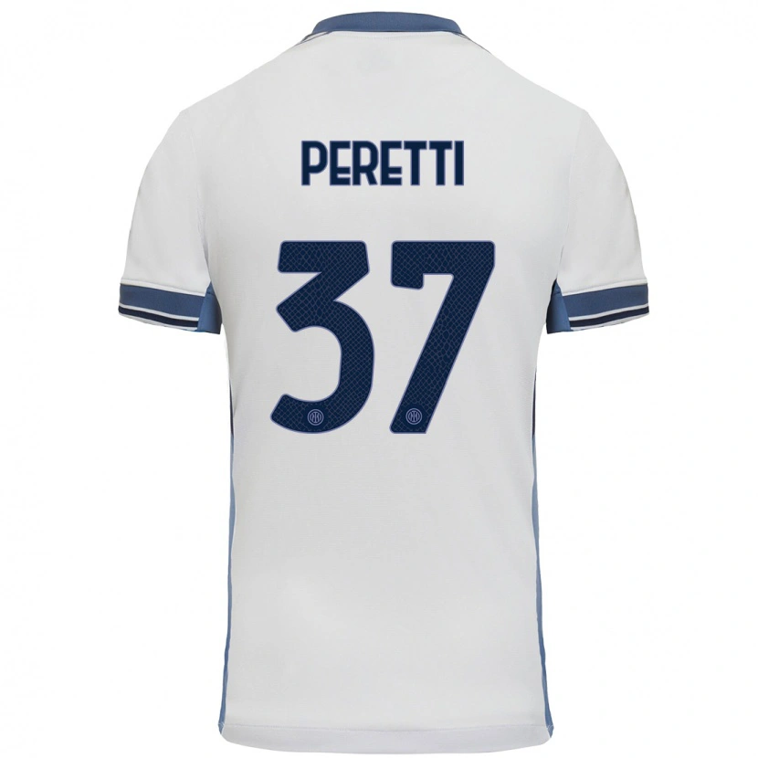 Danxen Kvinder Lorenzo Peretti #37 Hvid Grå Udebane Spillertrøjer 2024/25 Trøje T-Shirt