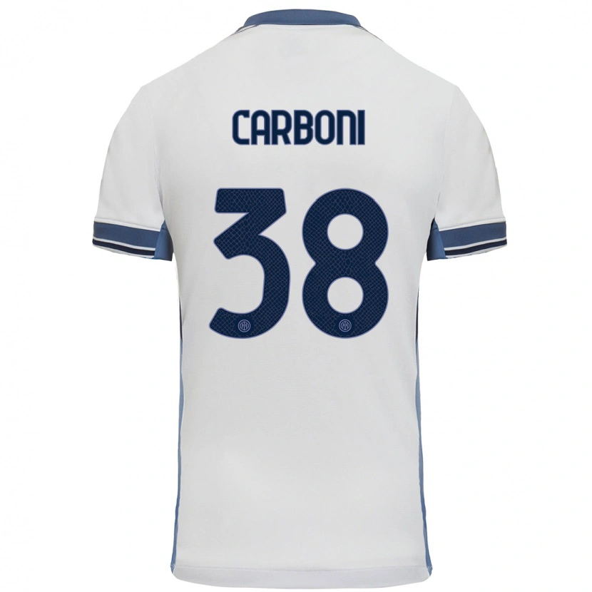 Danxen Kvinder Valentin Carboni #38 Hvid Grå Udebane Spillertrøjer 2024/25 Trøje T-Shirt