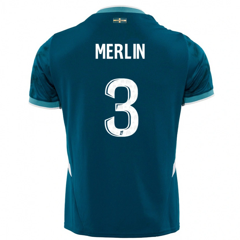 Danxen Kvinder Quentin Merlin #3 Turkis Blå Udebane Spillertrøjer 2024/25 Trøje T-Shirt