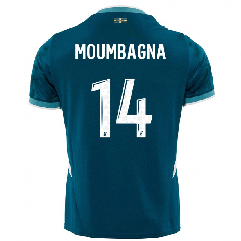 Danxen Kvinder Faris Moumbagna #14 Turkis Blå Udebane Spillertrøjer 2024/25 Trøje T-Shirt