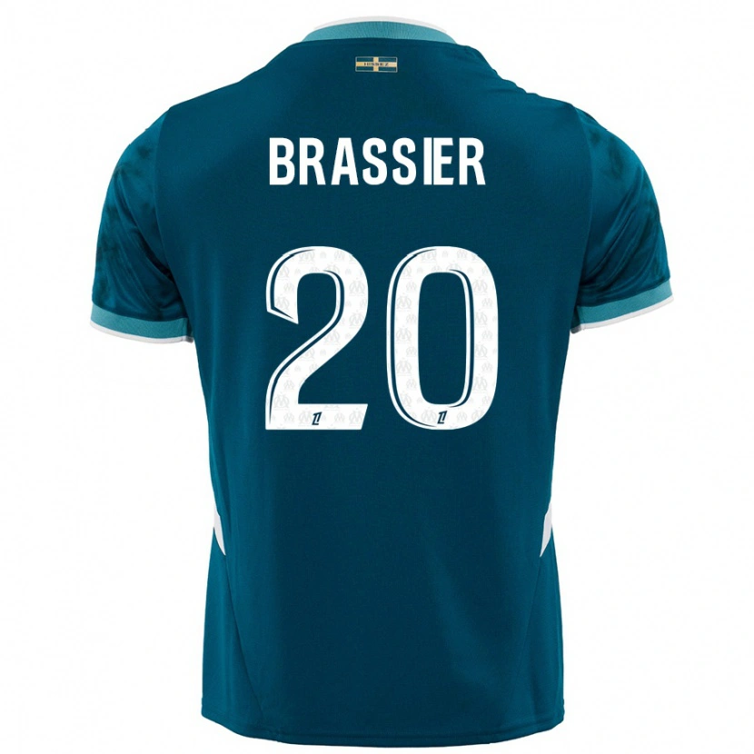 Danxen Kvinder Lilian Brassier #20 Turkis Blå Udebane Spillertrøjer 2024/25 Trøje T-Shirt