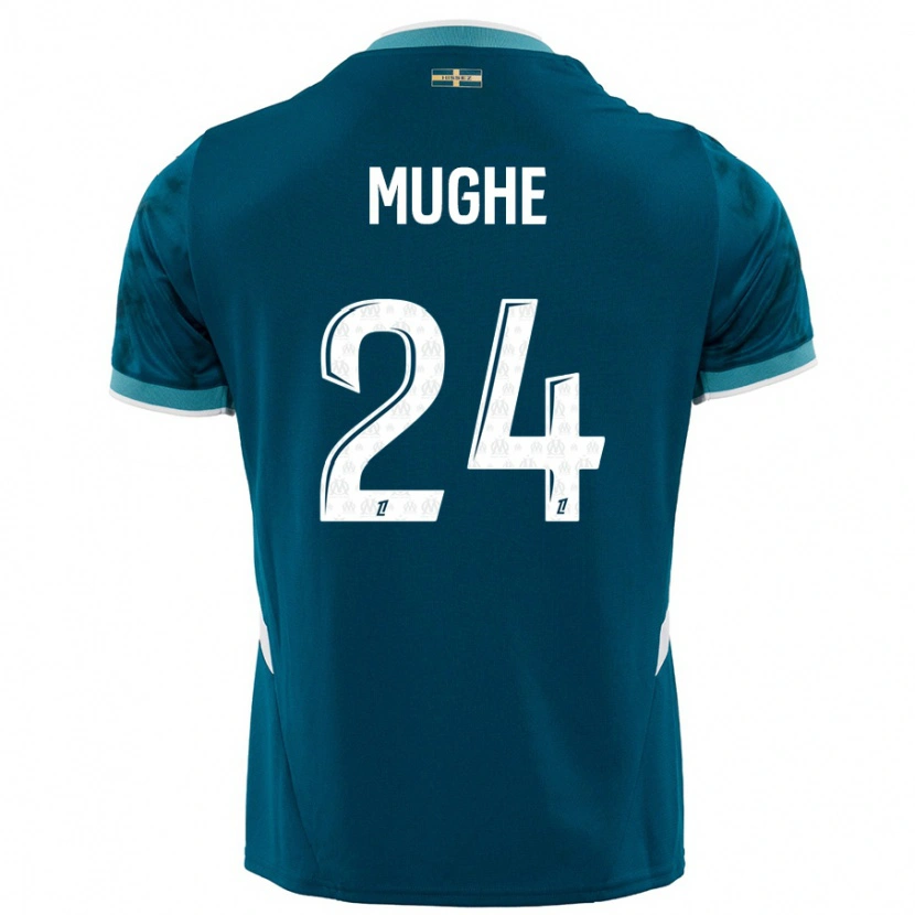 Danxen Kvinder François Mughe #24 Turkis Blå Udebane Spillertrøjer 2024/25 Trøje T-Shirt