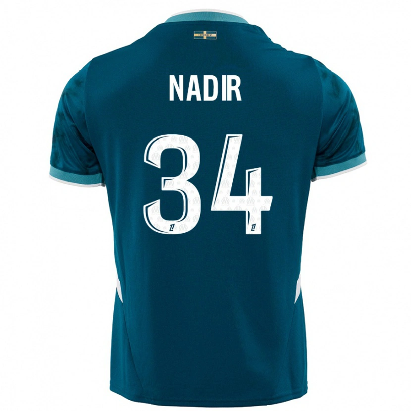 Danxen Kvinder Bilal Nadir #34 Turkis Blå Udebane Spillertrøjer 2024/25 Trøje T-Shirt