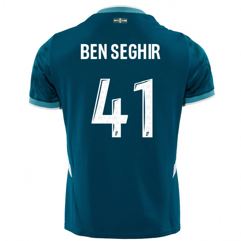 Danxen Kvinder Salim Ben Seghir #41 Turkis Blå Udebane Spillertrøjer 2024/25 Trøje T-Shirt
