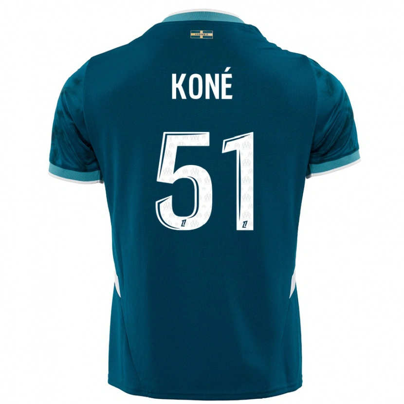 Danxen Kvinder Ismaël Koné #51 Turkis Blå Udebane Spillertrøjer 2024/25 Trøje T-Shirt