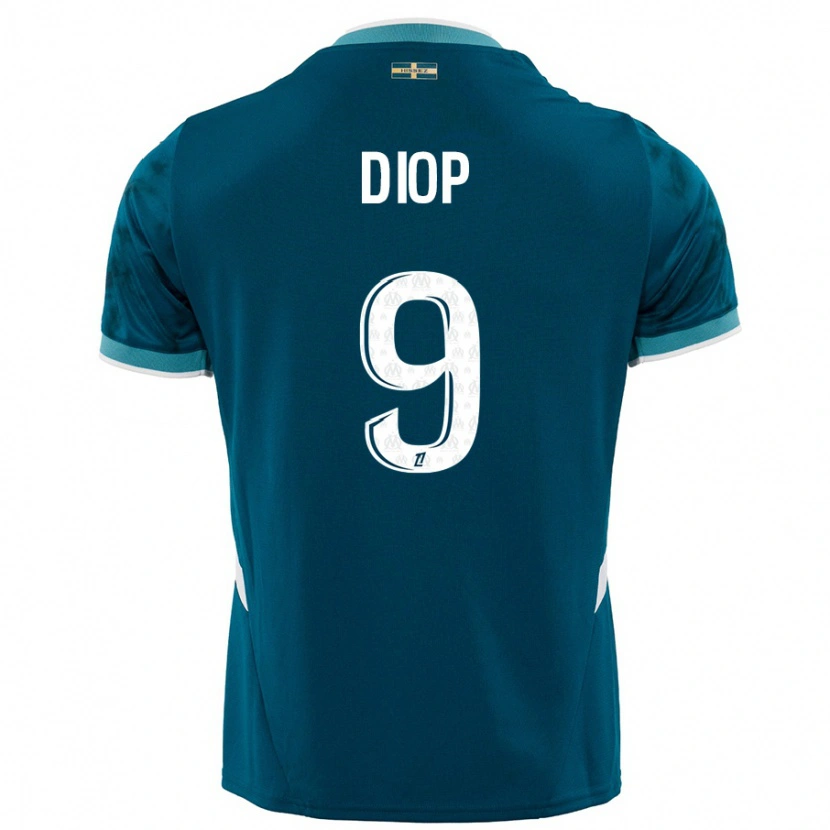 Danxen Kvinder Mama Diop #9 Turkis Blå Udebane Spillertrøjer 2024/25 Trøje T-Shirt