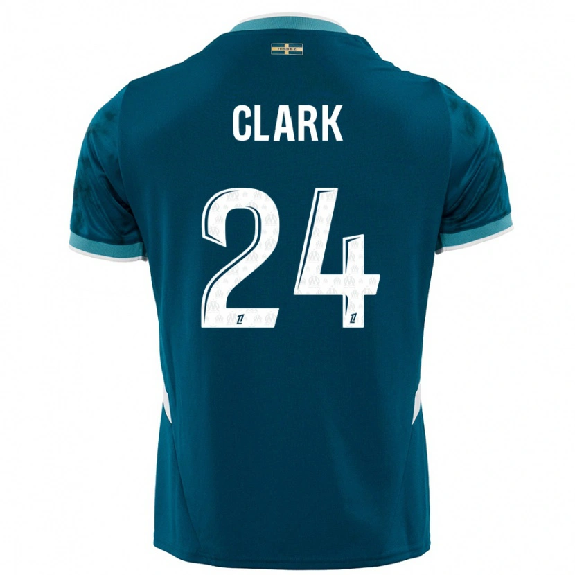 Danxen Kvinder Ashley Clark #24 Turkis Blå Udebane Spillertrøjer 2024/25 Trøje T-Shirt