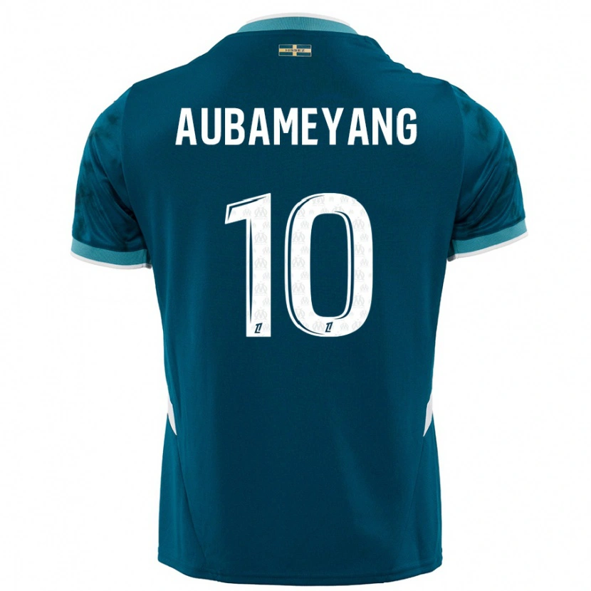 Danxen Kvinder Pierre-Emerick Aubameyang #10 Turkis Blå Udebane Spillertrøjer 2024/25 Trøje T-Shirt