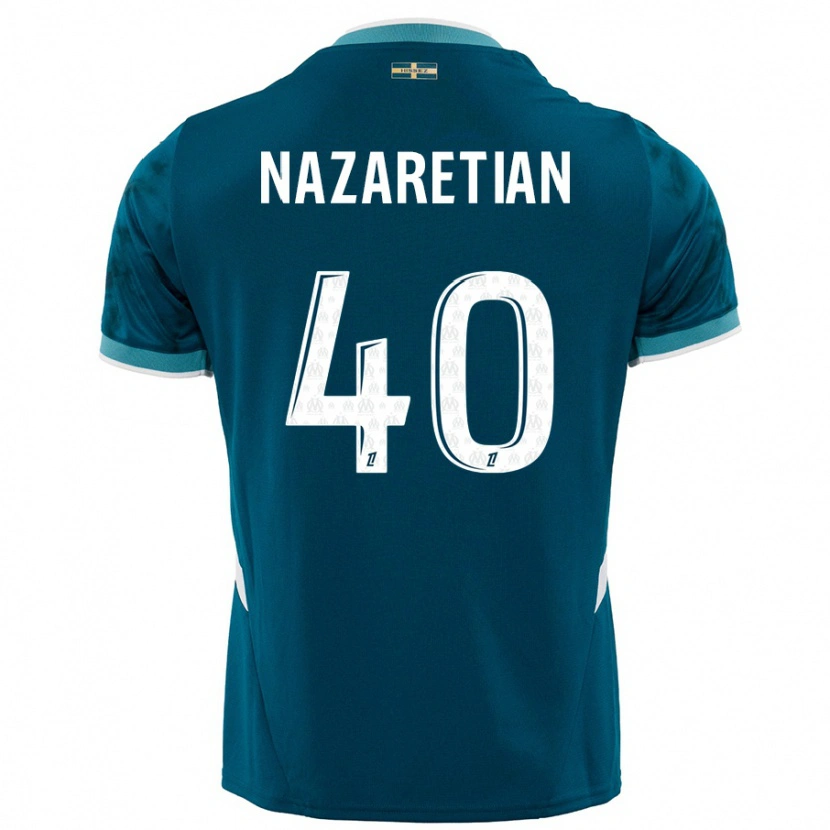Danxen Kvinder Manuel Nazaretian #40 Turkis Blå Udebane Spillertrøjer 2024/25 Trøje T-Shirt