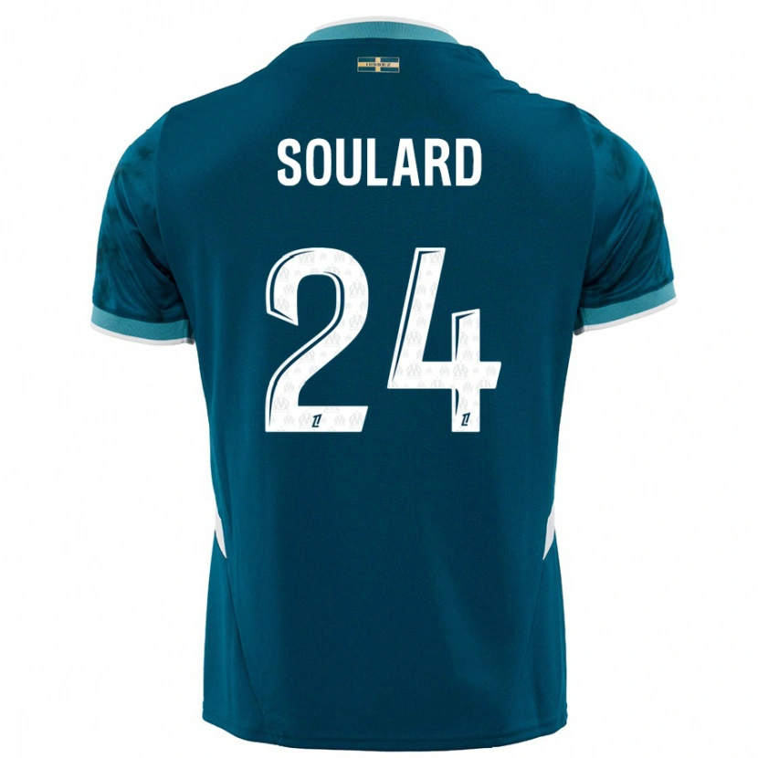Danxen Kvinder Amandine Soulard #24 Turkis Blå Udebane Spillertrøjer 2024/25 Trøje T-Shirt
