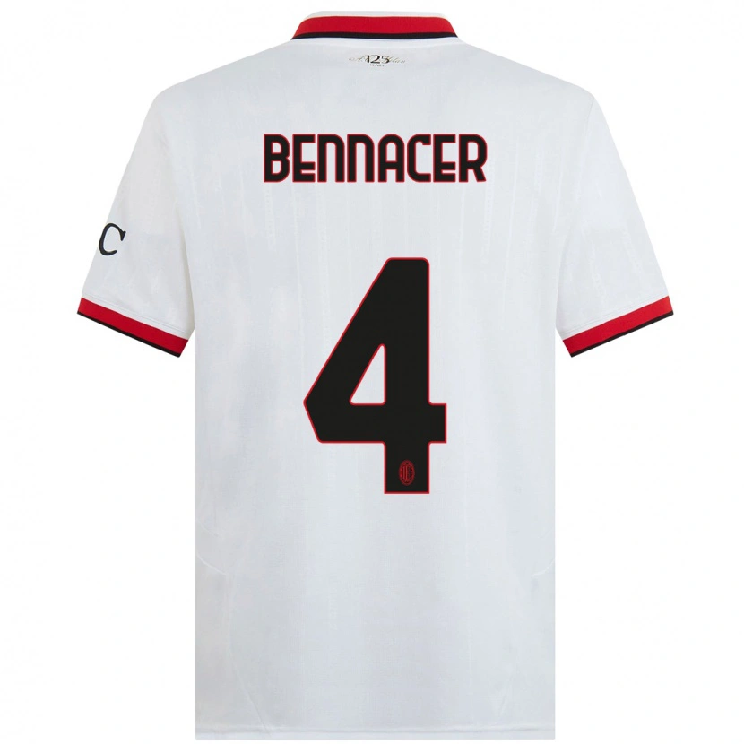 Danxen Kvinder Ismaël Bennacer #4 Hvid Sort Rød Udebane Spillertrøjer 2024/25 Trøje T-Shirt