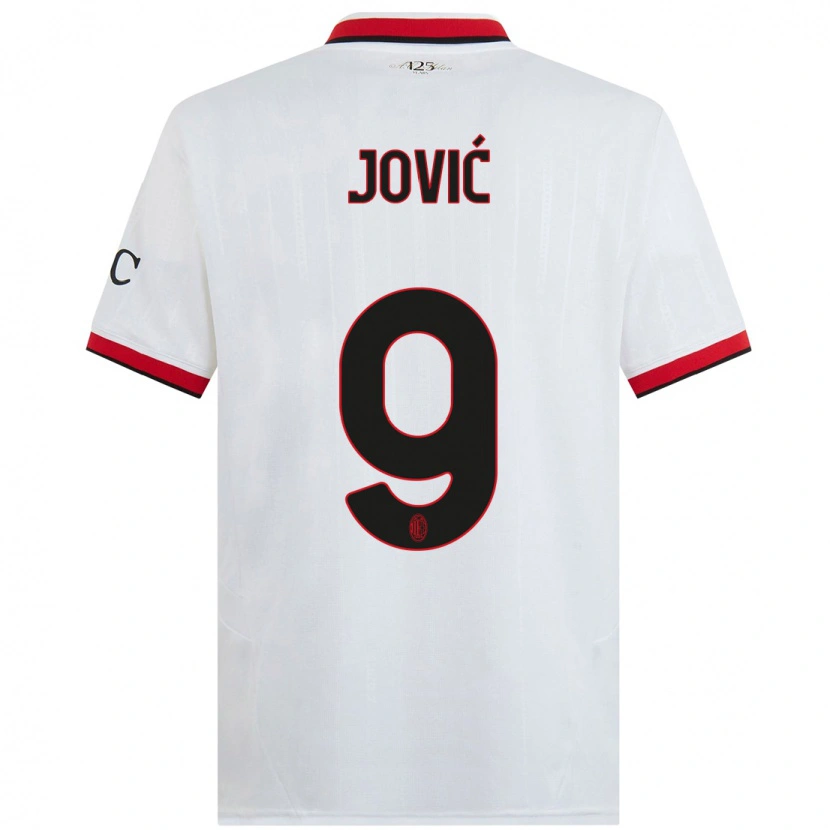 Danxen Kvinder Luka Jović #9 Hvid Sort Rød Udebane Spillertrøjer 2024/25 Trøje T-Shirt