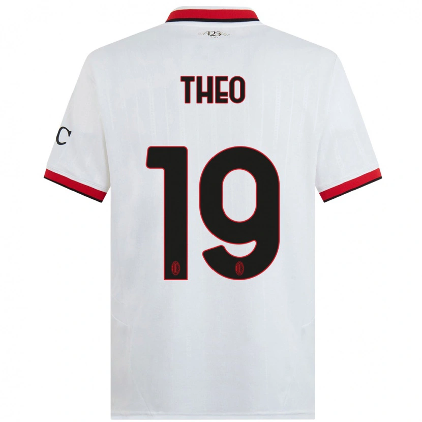 Danxen Kvinder Theo Hernández #19 Hvid Sort Rød Udebane Spillertrøjer 2024/25 Trøje T-Shirt