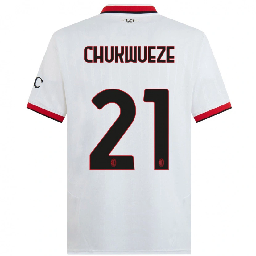 Danxen Kvinder Samuel Chukwueze #21 Hvid Sort Rød Udebane Spillertrøjer 2024/25 Trøje T-Shirt
