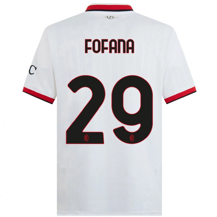 Danxen Kvinder Youssouf Fofana #29 Hvid Sort Rød Udebane Spillertrøjer 2024/25 Trøje T-Shirt