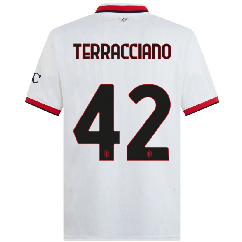 Danxen Kvinder Filippo Terracciano #42 Hvid Sort Rød Udebane Spillertrøjer 2024/25 Trøje T-Shirt