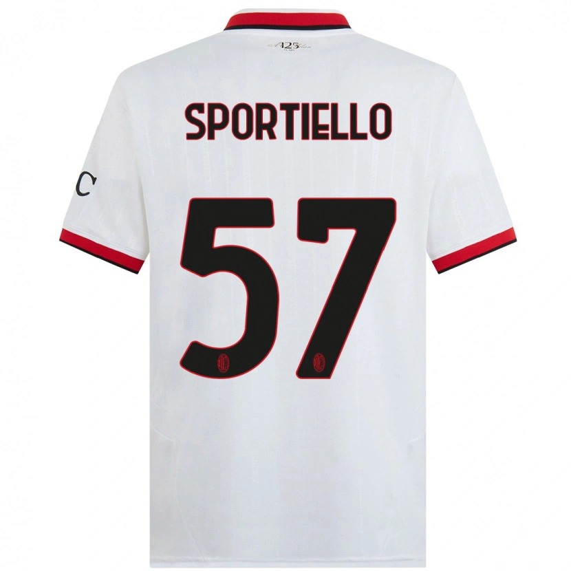 Danxen Kvinder Marco Sportiello #57 Hvid Sort Rød Udebane Spillertrøjer 2024/25 Trøje T-Shirt