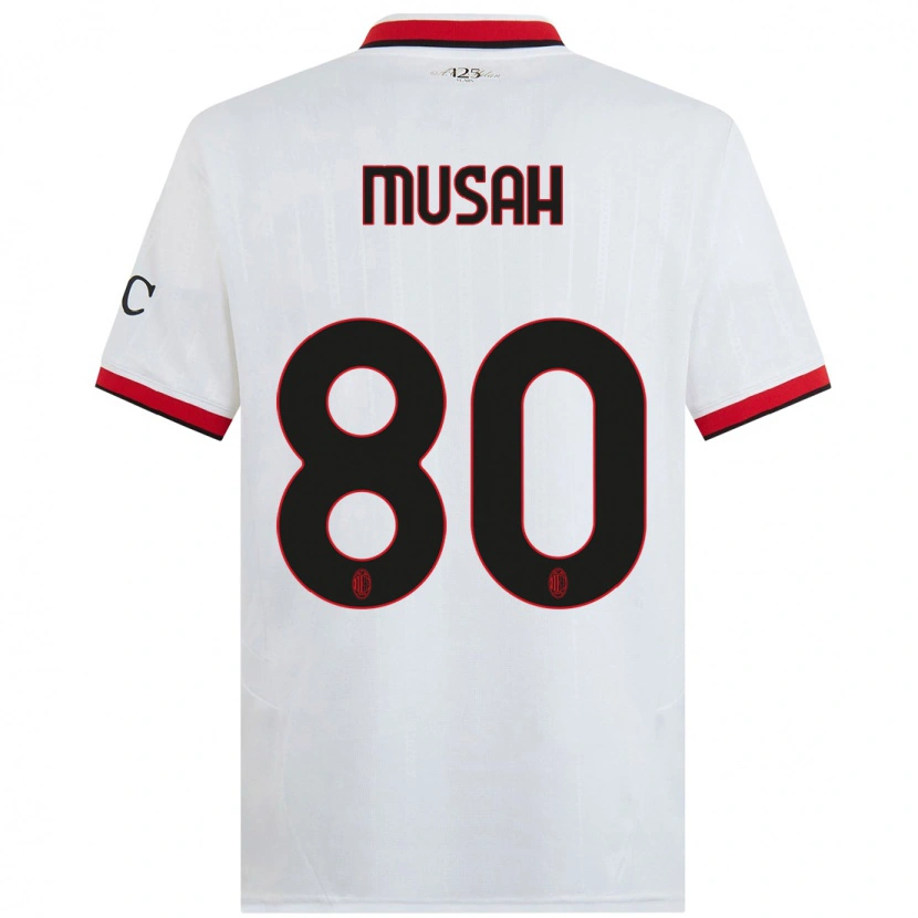 Danxen Kvinder Yunus Musah #80 Hvid Sort Rød Udebane Spillertrøjer 2024/25 Trøje T-Shirt
