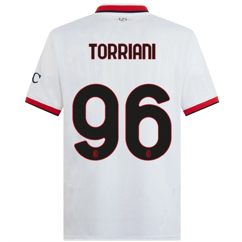 Danxen Kvinder Lorenzo Torriani #96 Hvid Sort Rød Udebane Spillertrøjer 2024/25 Trøje T-Shirt